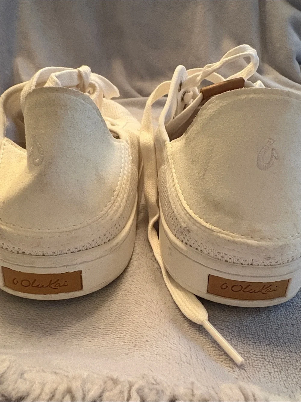 OluKai White Perforated Women’s Lace-Up Sneakers